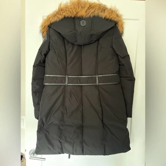 Mackage Charcoal Puffer Jacket with Fur Detail